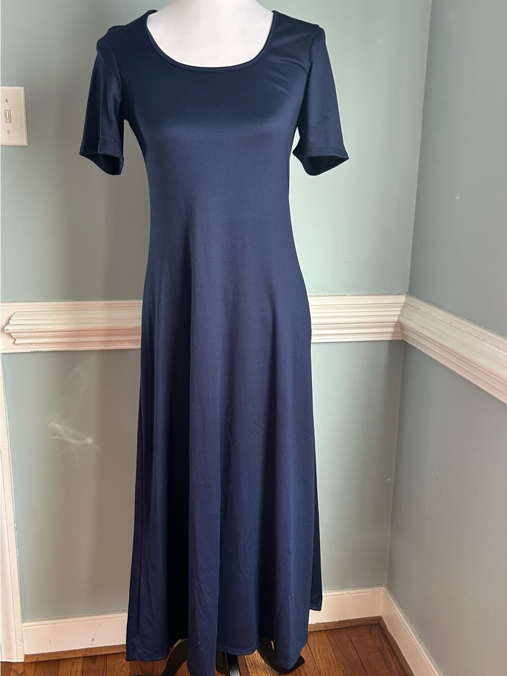 Classic Navy Midi Scoop-Neck Dress